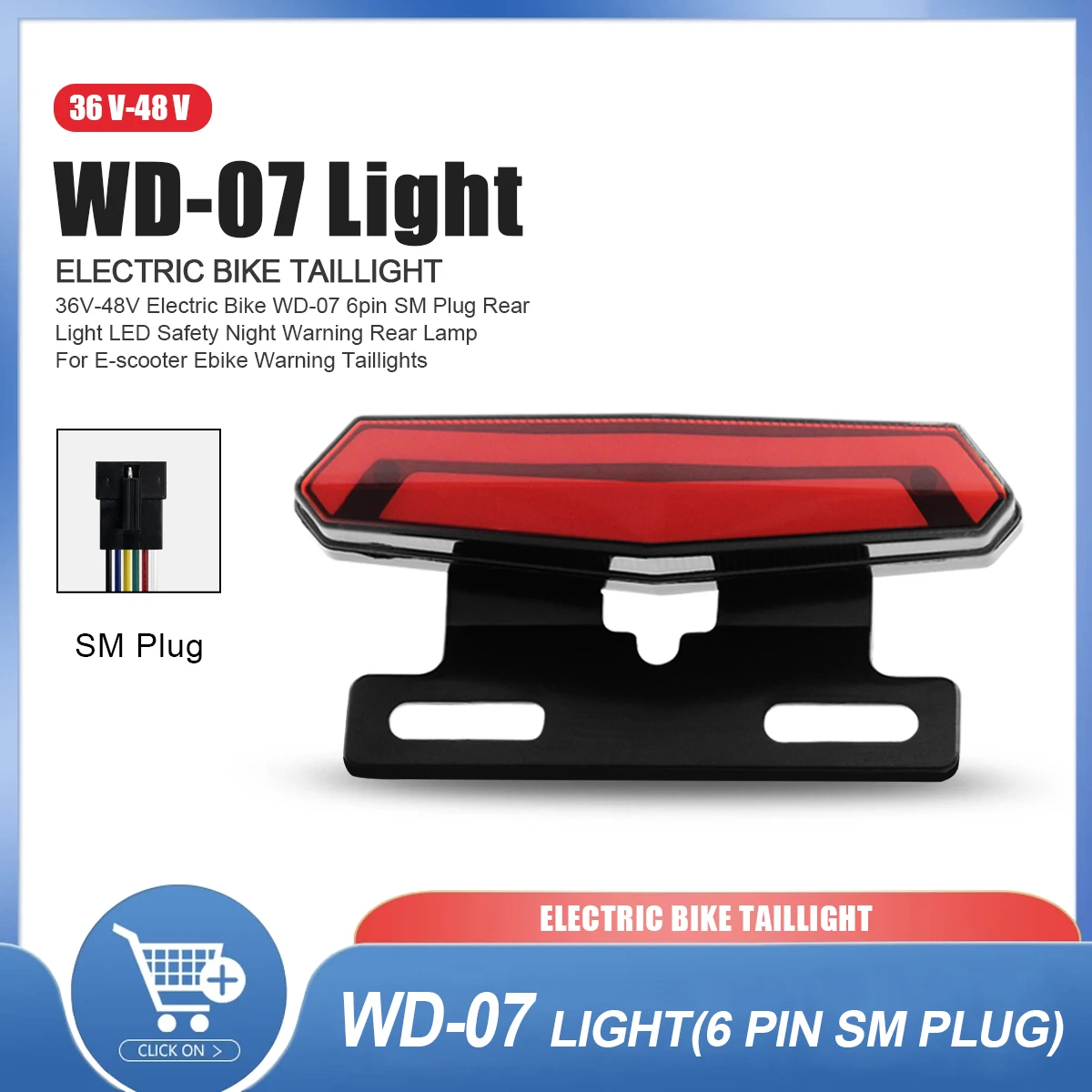 

Bicycle Bike WD-07 Taillight Lamp 36V/48V Rear Light Electric Bicycle Accessories