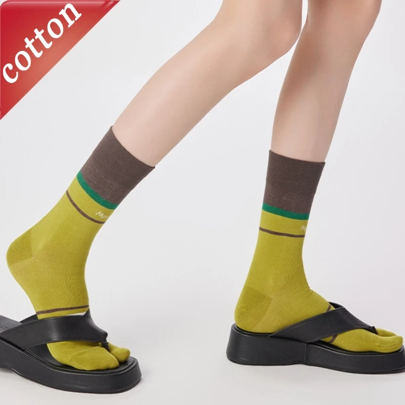 

Women's Socks Japanese Harajuku Stripe Simple Versatile Split Toe Socks Comfort Breathable High Quality Cotton Socks For Girl