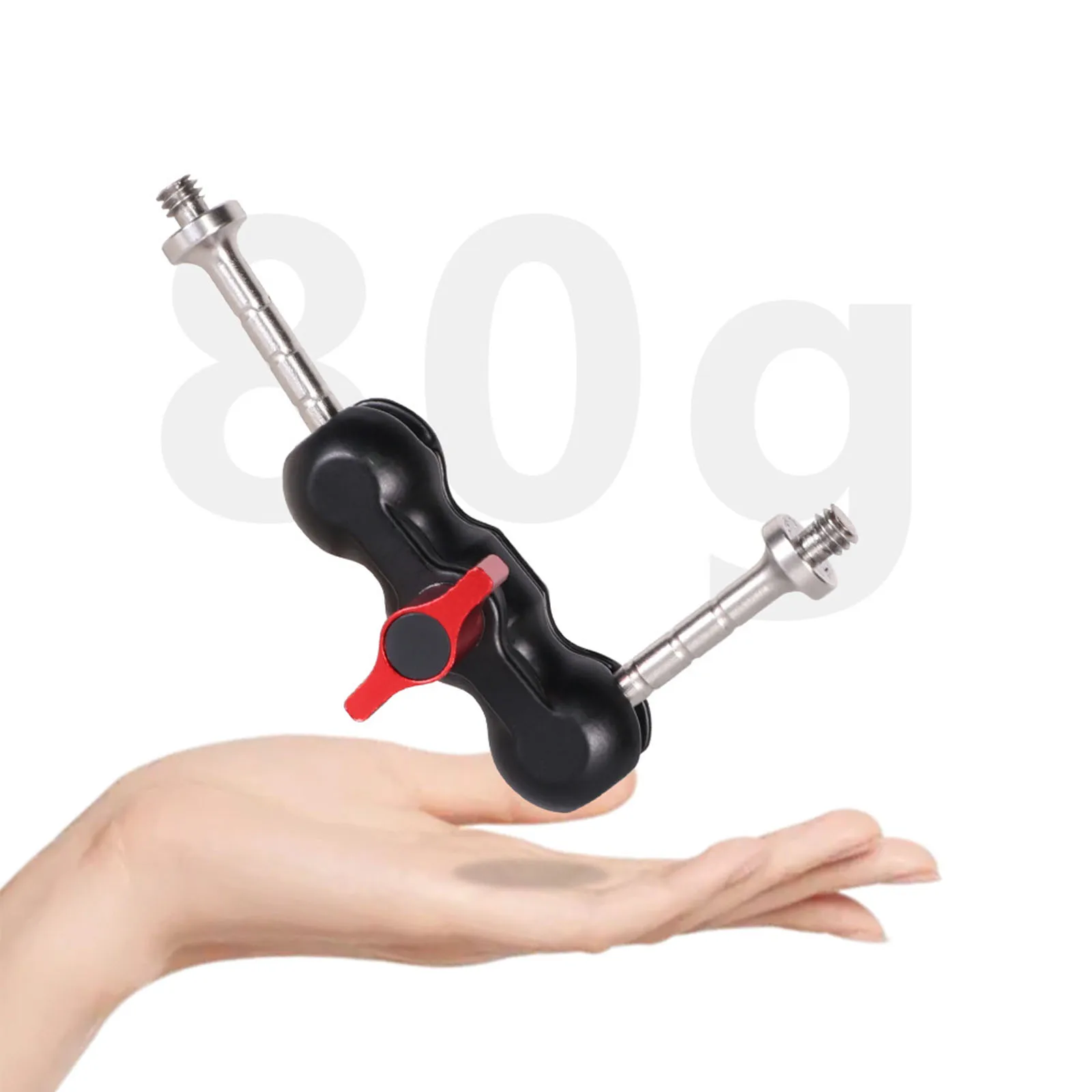 Mini แขนมายากลอะแดปเตอร์ Multi-Function Double Ballhead 1/4 "สกรูสำหรับกล้อง LED Light/แสงแฟลช/กล้อง