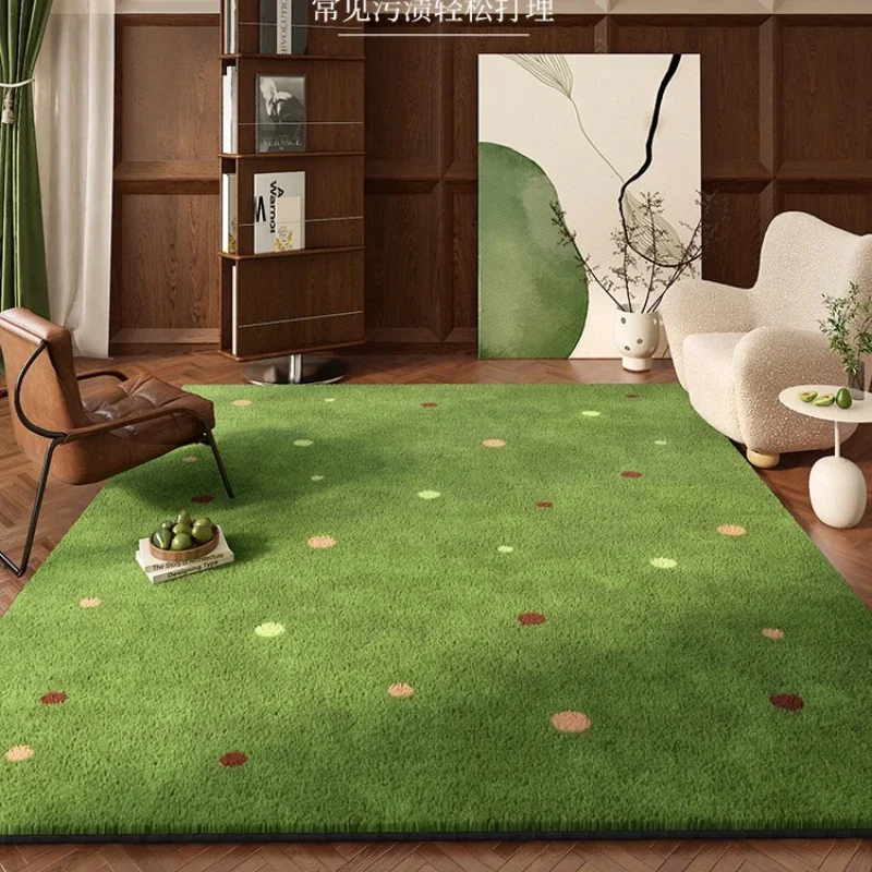 Large Area Bedroom Decor Green Carpet Retro Style Carpets for Living Room Thick Plush Study Rug Fluffy Soft Cloakroom Floor Mat