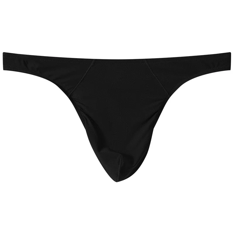 Men's Underwear Sexy Ice Silk Panties Low Waist Thongs G String Summer Quick-Drying Underpants Open Butt Thong Lingerie