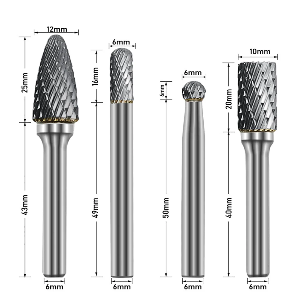 Imagem -04 - Carboneto de Tungstênio Milling Cutter Kit Rotary Burr Arquivos Bits Kit mm 12 mm Fit para Ferro Hard Metal Cnc Endo Gravura 4