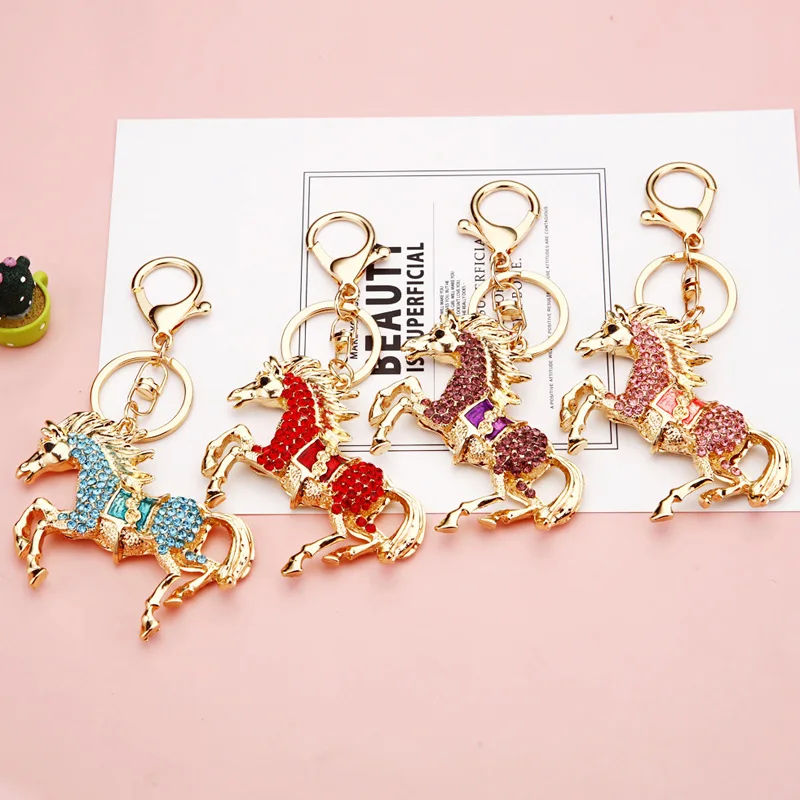 Horse Rhinestone Crystal Charm Pendant Key Bag Chain Keychains