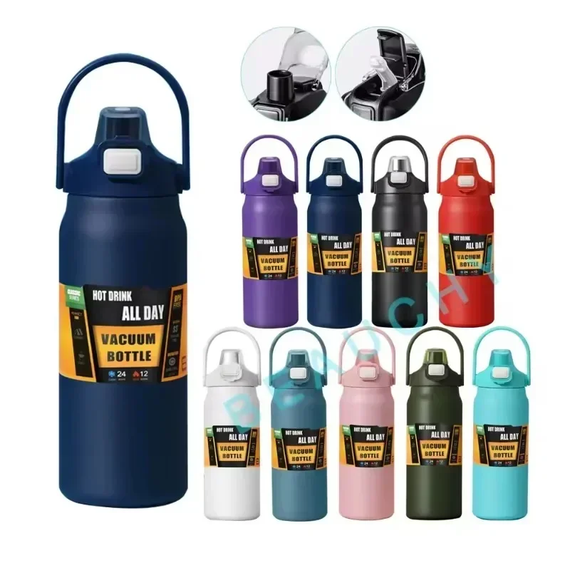 

800/1500ML Outdoor Thermos Portable 304 Stainless Steel Thermal Mug Tumbler Vacuum Flask Cold Hot Sports Water Bottle with Straw