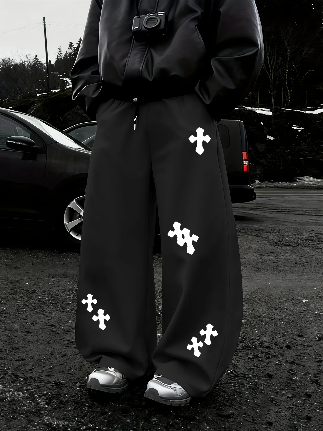 

Men's Sweatpants with Unique Cross Style Graphic Print, Elastic Cord, Loose and Comfortable, Perfect for Everyday Casual Wear