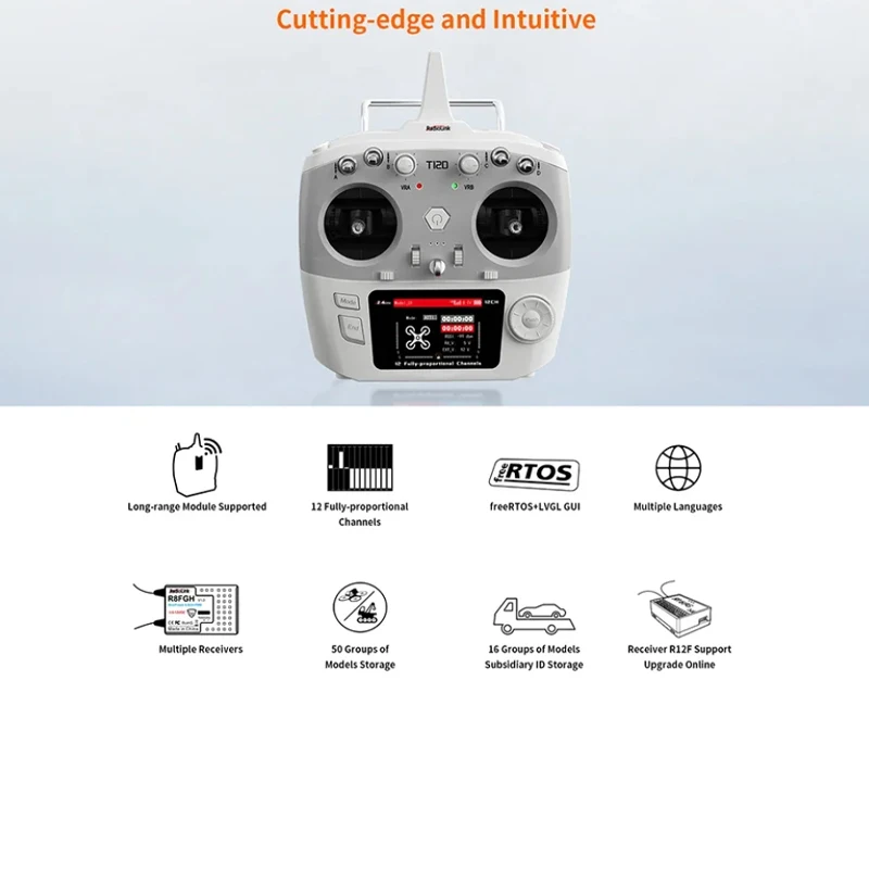 RadioLink T12D 12CH Trasmettitore RC 2.4GHz 2.8 pollici 4000M Distanza con ricevitore R12F per FPV Drone Ala fissa Auto Barca Robot