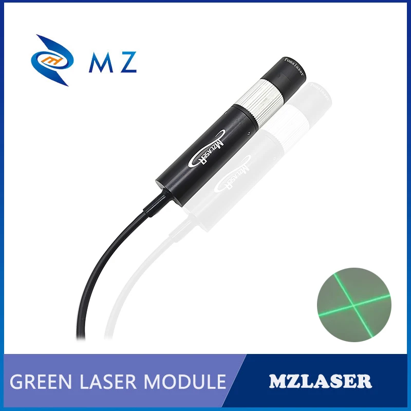 Laser Diode Module Green Cross Adjustable Focusing D16mm 520nm 50/100mW 110 Degrees Glass Lens With Bracket+Power Supply