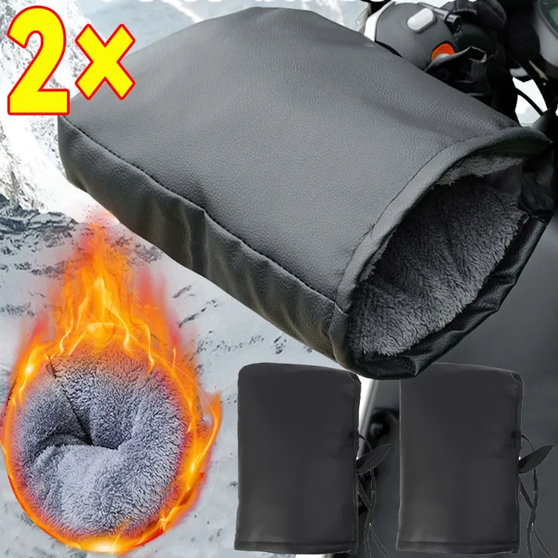 Motorcycle Scooter Thick Warm Handlebar Muff Grip Handle Bar Muff Rainproof Riding Protective Winter Warmer Thermal Cover Gloves