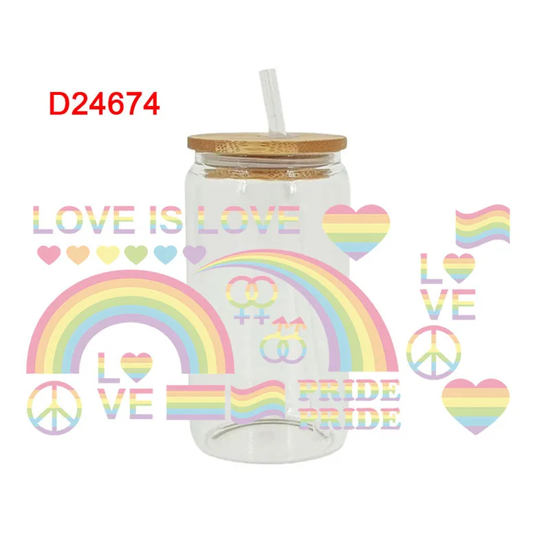 UV DTF Transfer Sticker Autism Pride Bows For The 16oz Libbey Glasses Wraps Bottles Cup Can DIY Waterproof Custom Decals D19519