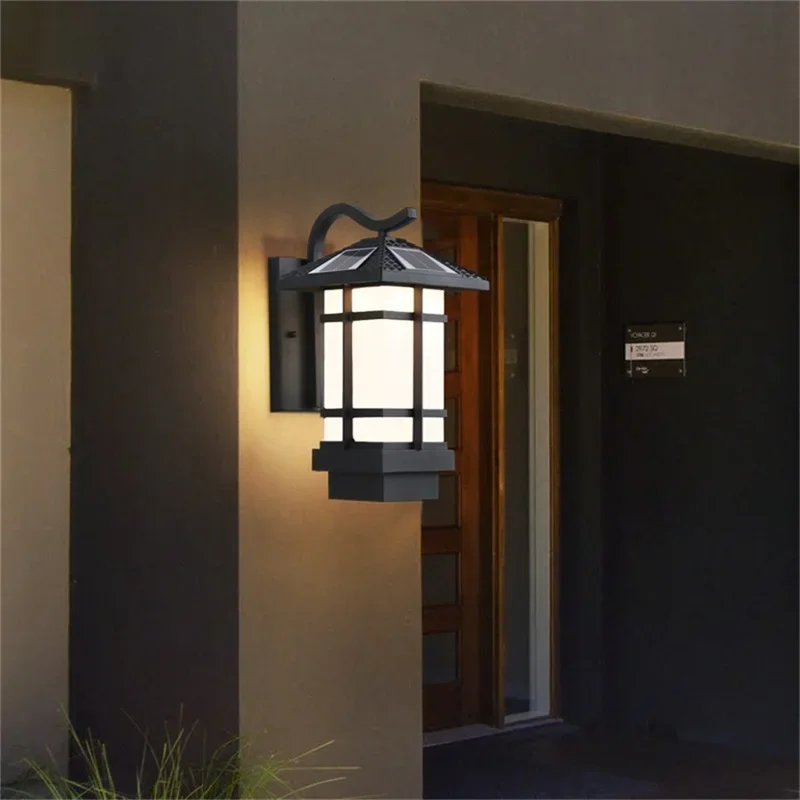 KERWIN Solar Wall Light Fixture Outdoor Modern LED Sconce Waterproof Patio Lighting  For Porch Balcony Courtyard Villa Aisle