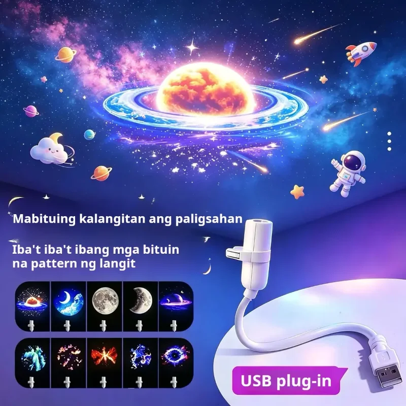 USB Star Sky Projector Lamp HD Smart Dynamic Holographic Light Galaxy Projector Multi Planet Patterns For Bedroom Ambient Light
