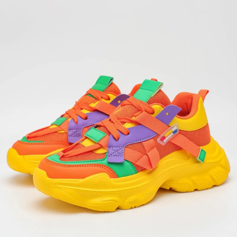 

Orange Sneakers for Women Platform Sports Sneakers Women Chunky Platform Shoes Thick Sole Sports Shoes Comfortable Walking Shoes