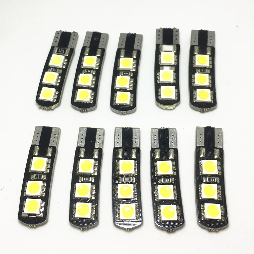 

10pcs W5W 6 SMD 5050 LED T10 LED 194 168 Car Interior Bulbs Light Canbus Bright Double No Error Knife edge Parking Width Lamps