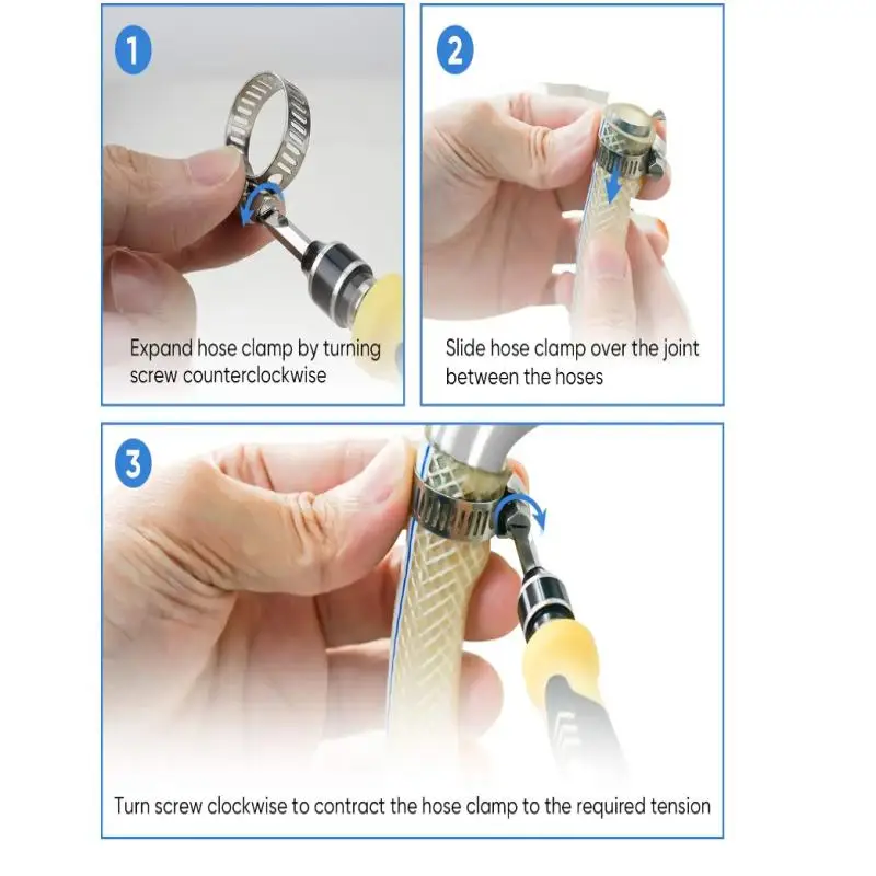 Conjunto de braçadeiras de mangueira de aço inoxidável ajustável engrenagem sem fim parafuso banda braçadeira de mangueira para tubo de combustível torneira fixadores variedade kit