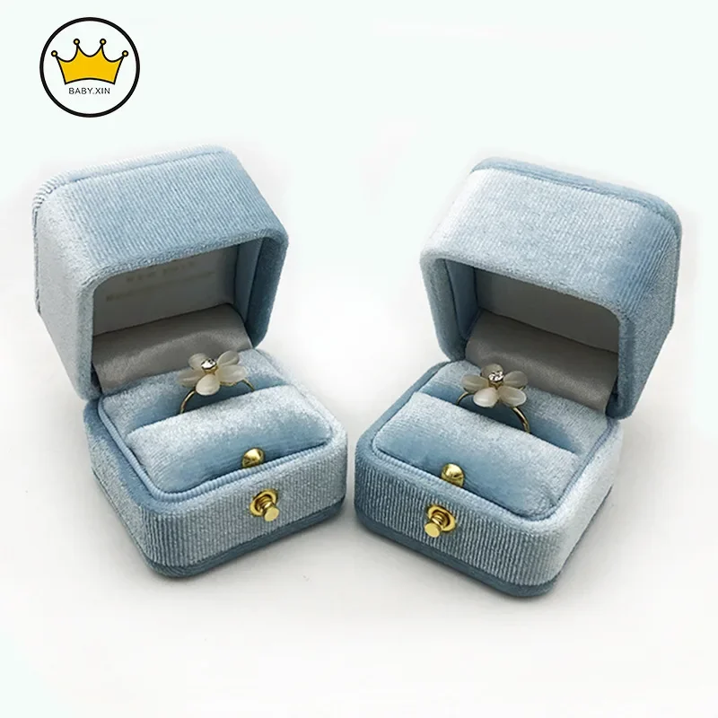 

Бархатная коробка для колец, высококачественная круглая угловая коробка для колец с бриллиантами, подарочная коробка для обручальных колец, ювелирных изделий, Organizador De Joyas