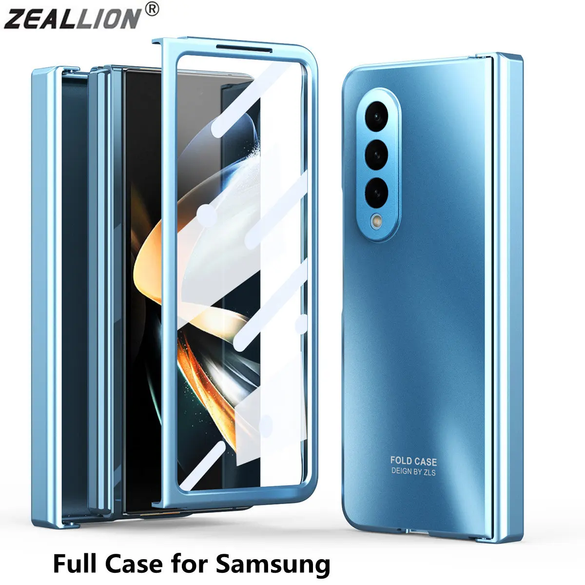 

Luxury Plating Full Case with Screen Tempered Film for [Samsung Galaxy Z Fold 4 3 2 5G] Shockproof Hard Cover Shell