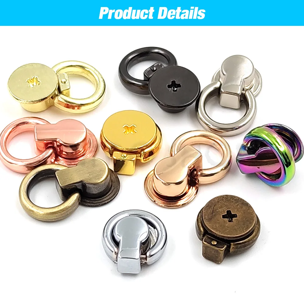 10set Metal O Ring Stud Rivet Screwback Gusset Hanger Clamps Bag Side Edge Anchor Link Hardware for Tiny Bag Purse