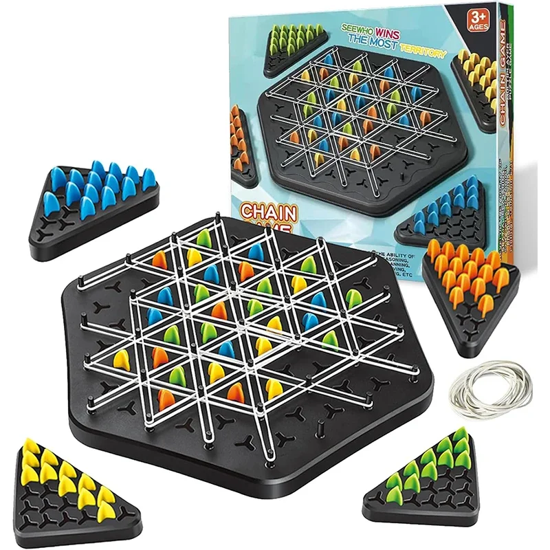 Chain Triggle Chess Game Triggle Rubber Table Game Toy for Kid Interactive Board Game Battle Set for Family Party Gift