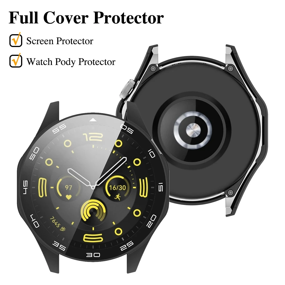 

Чехол + экран для Huawei Watch GT4 46 мм, аксессуар, универсальный бампер, цифровое защитное стекло + чехол для Huawei GT4