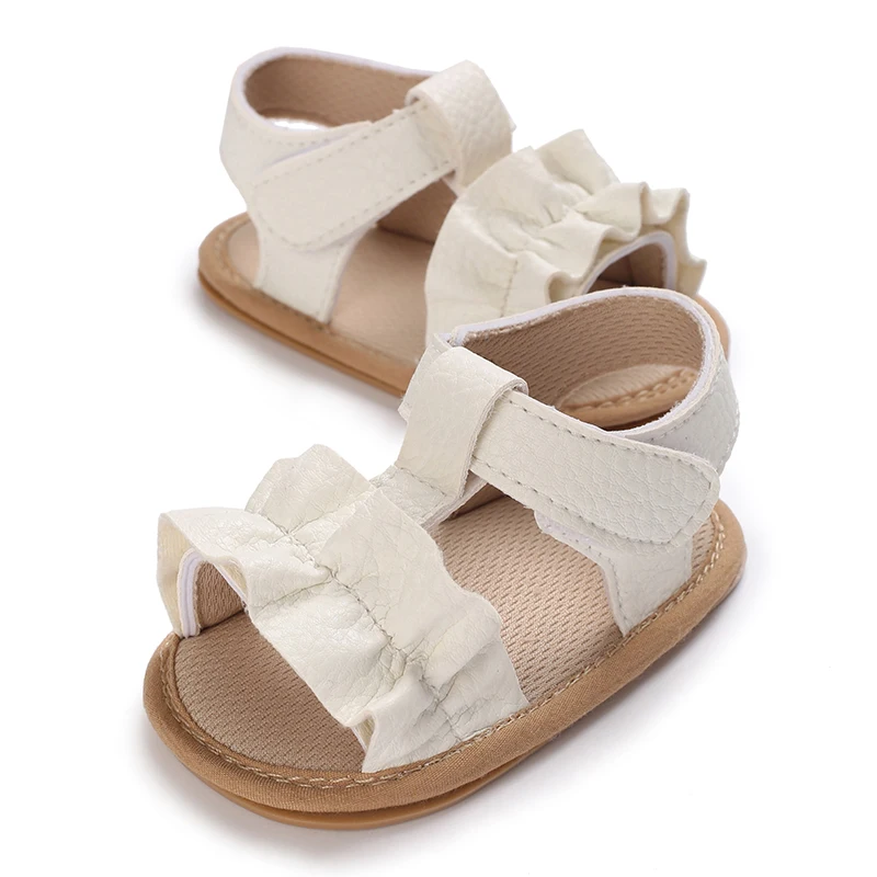 

Infant Toddler Baby Girl Sandals PU Leather Flexible Non-slip Pleated Summer Casual Daily Flats Shoes