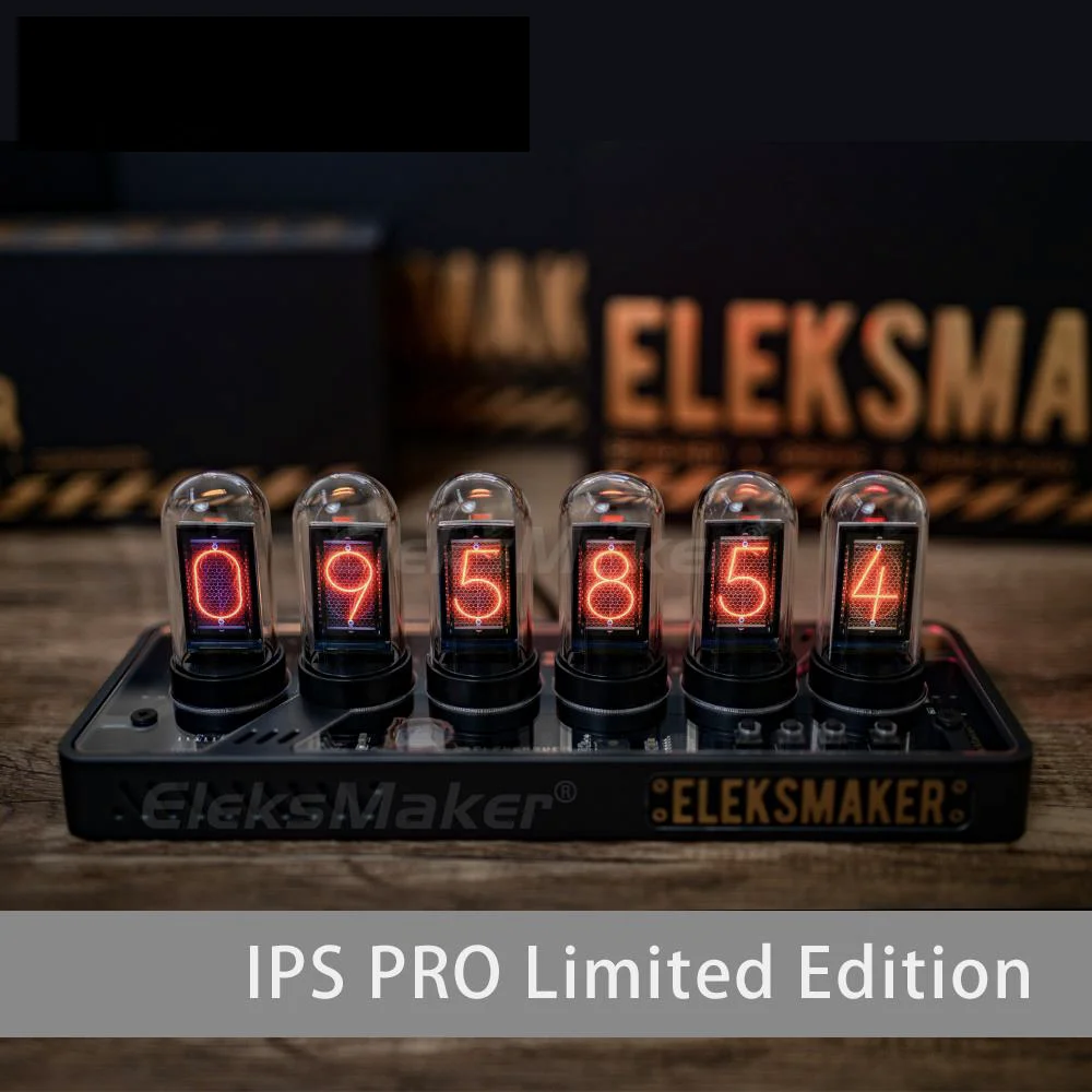 EleksTube IPS 6-Bit IPS Retro bersinar Analog, jam listrik tabung Nixie