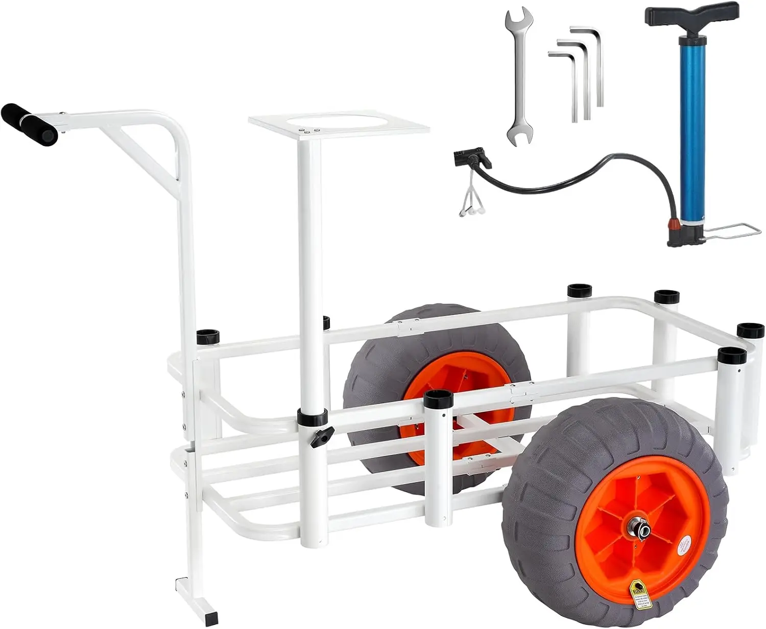 

Beach Fishing Cart, 350 lbs Load Capacity, Fish and Marine Cart with Two 16" Big Wheels PU Balloon Tires for Sand, Heavy-Duty