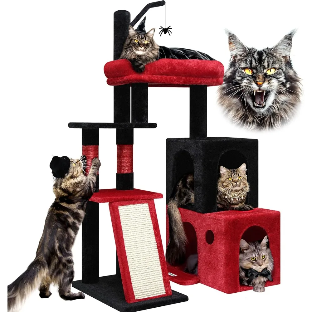 

F50 Gothic Cat Tree Tower for Large Indoor Cats, 50-inch Heavy Duty Goth Cat Tree for Big Cats, Maine Coon Cat Tree with Extra-L