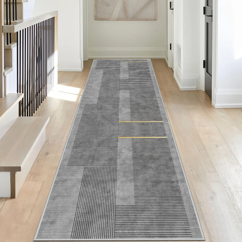 VIKAMA Modern Minimalist Geometric Runner Rug Entrance Hallway Anti-Slip Doormat Balcony Kitchen Rug Home Decor