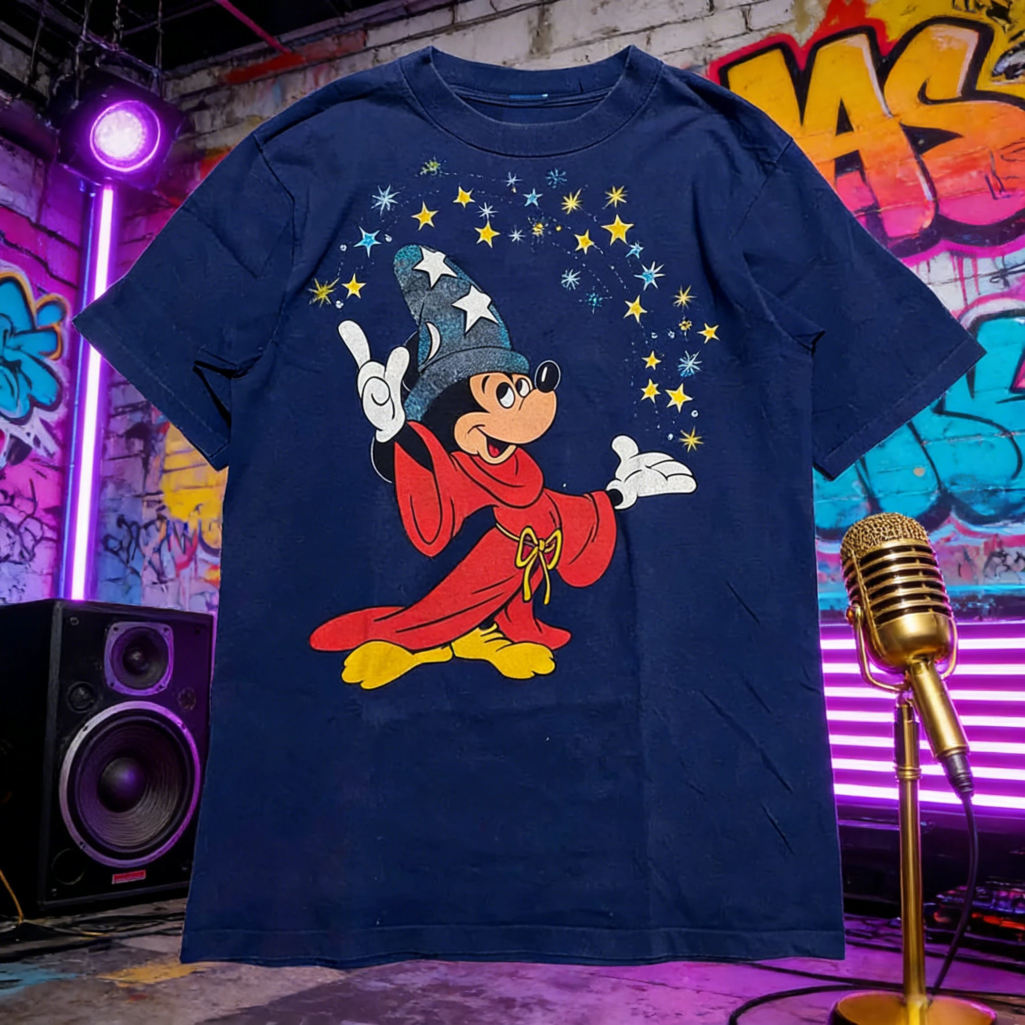 Camiseta estampada de algodón puro 100% de Mickey Mouse de fantasía Retro de verano de Disney para hombres y mujeres, Top holgado informal de calle Y2k