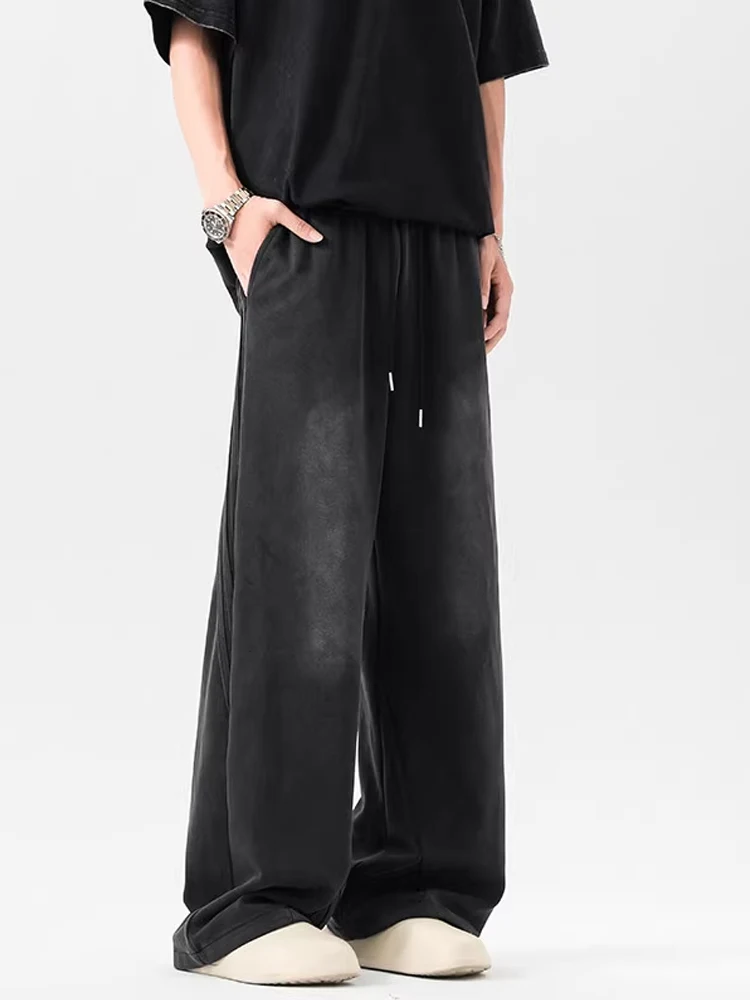 

Мужские летние тонкие прямые брюки Waed в винтажном стиле, свободного кроя, с эффектом драпировки, для повседневной носки, модные, в стиле High Street