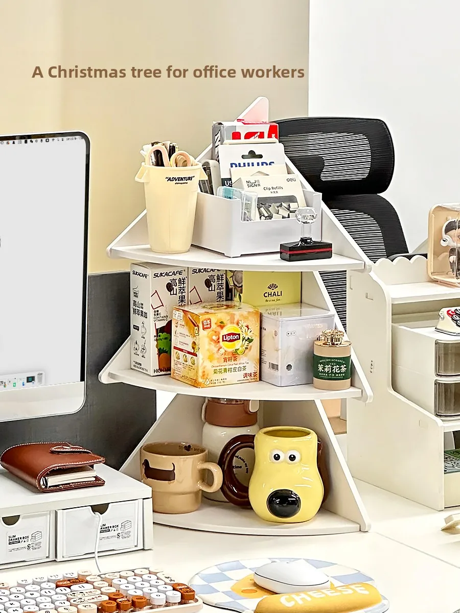 

Office Desk Corner Cup Holder Women's Coffee Tea Bag Storage Box Cup Storage Ra Wooden Material Cisas Tree Design