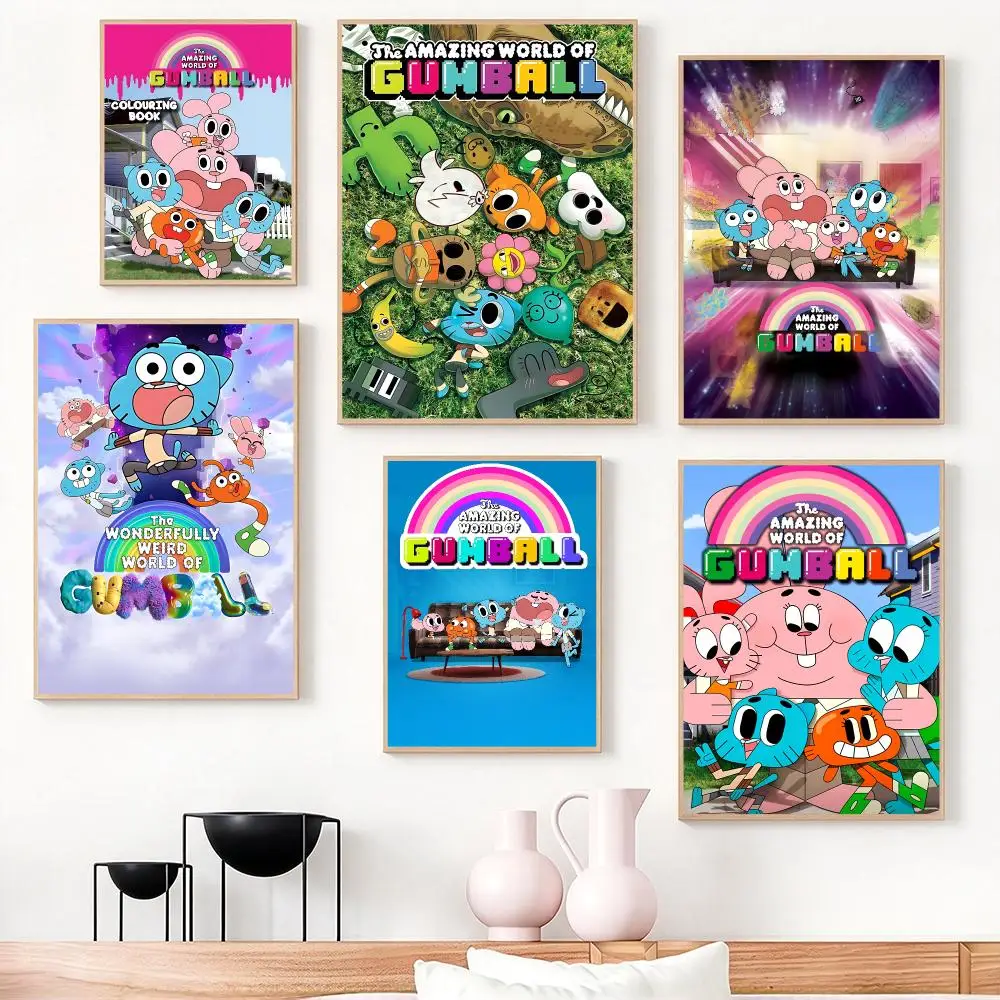 anime The Amazing World of Gumball Poster Poster HD Frameless Creamy Style Home Decor Wall Art for Living Room Bedroom Gift