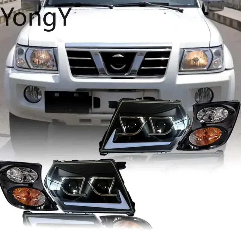 A Set Car Led Headlights Head Lamp lights 26010-VC325 26060-VC325 For Nissan PATROL SAFARI Y61 2001 2002
