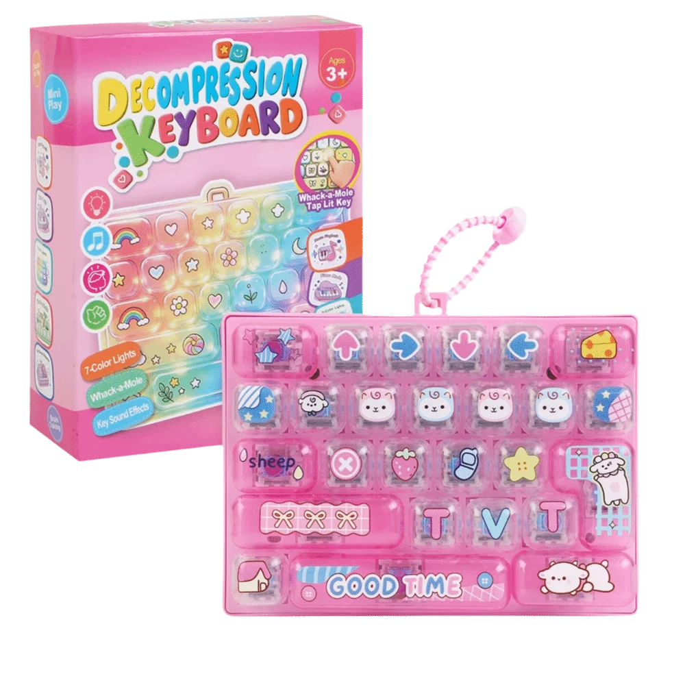 26-Key Decompression Button Cute Design Simulation Keyboard Mini Keyboard Pendant Transparent Dual-Tone with LED Lights