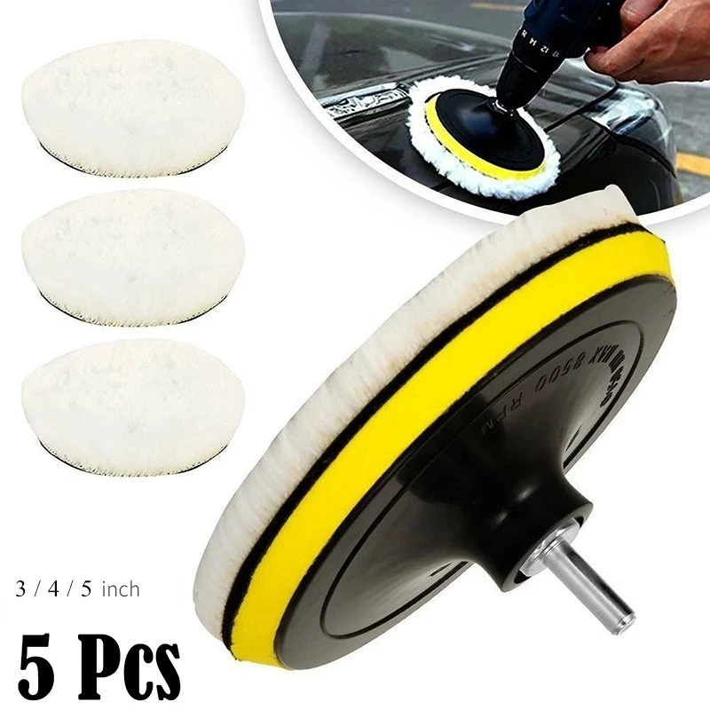 3 4 5 inch Wool Polishing Disc Car Waxing Polishing Buffing Car Paint Care Polisher Pads Auto Washing Accessories