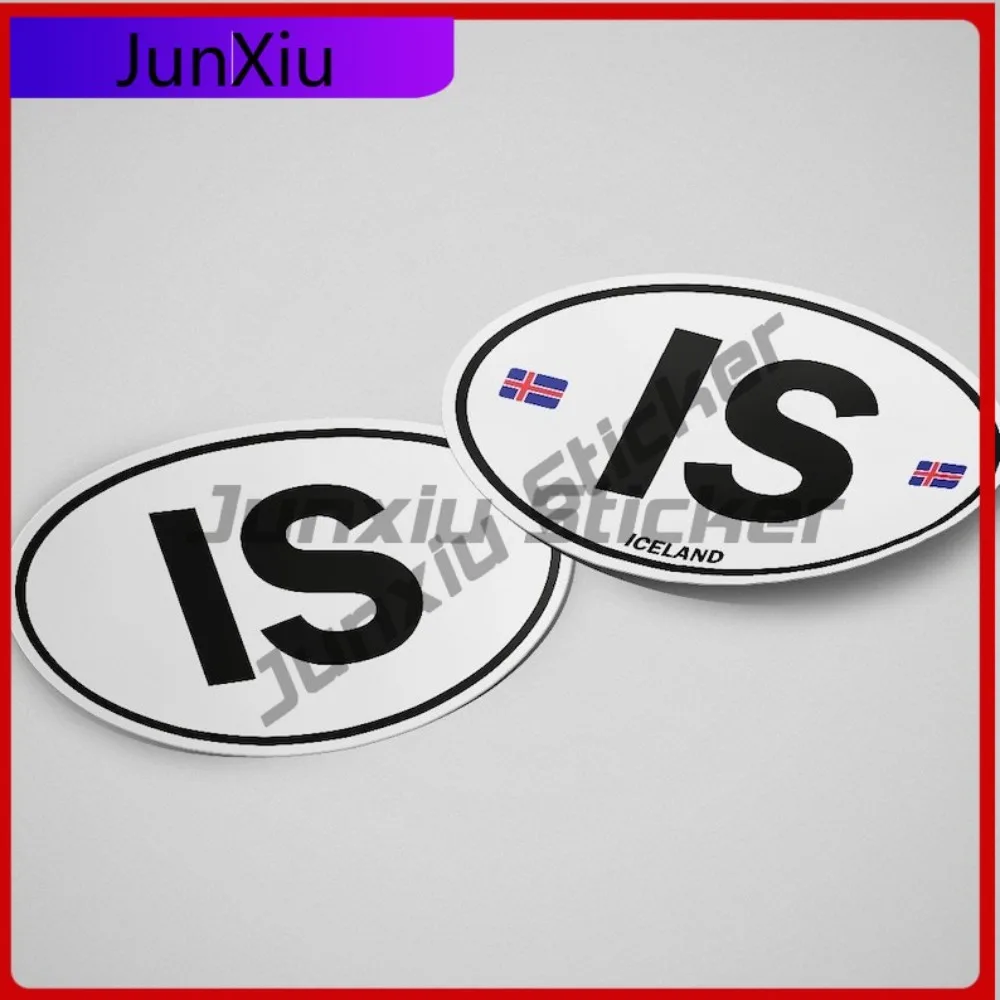 

Iceland Flag Sticker Oval-shaped White and Black Country Unique Car Bumpers Laptops Anti UV Scratch Proof Auto Accessories