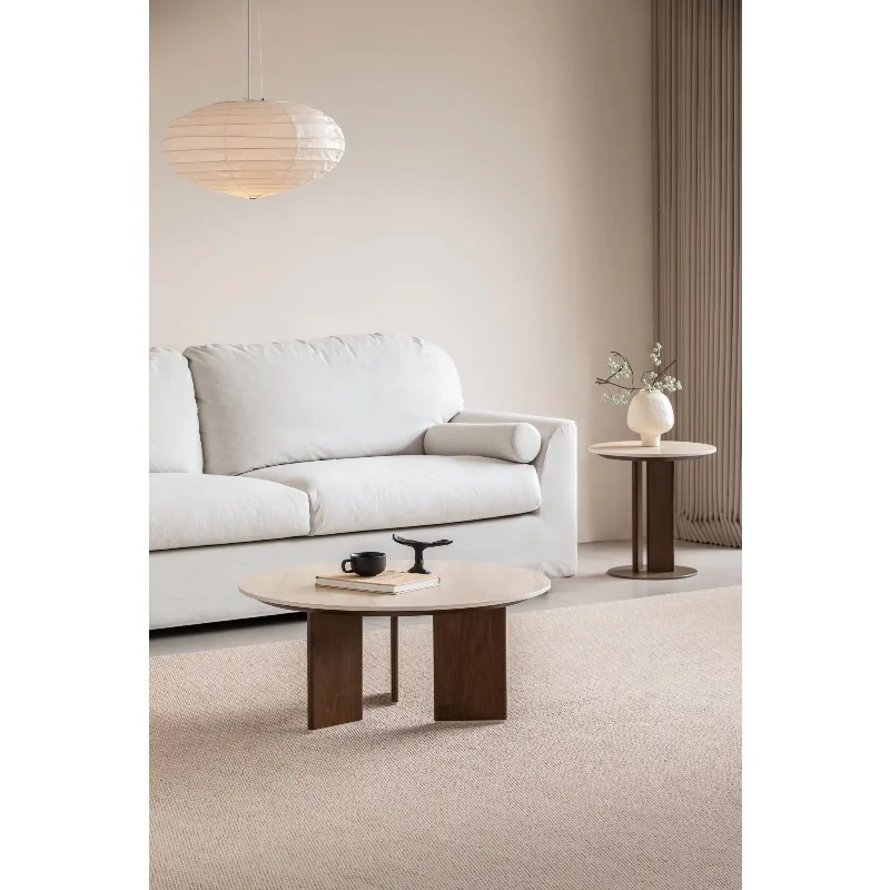 Wooden Modular Coffee Table for Home Living Room Multifunctional Solid Wood Round Table Modern Adjustable Height