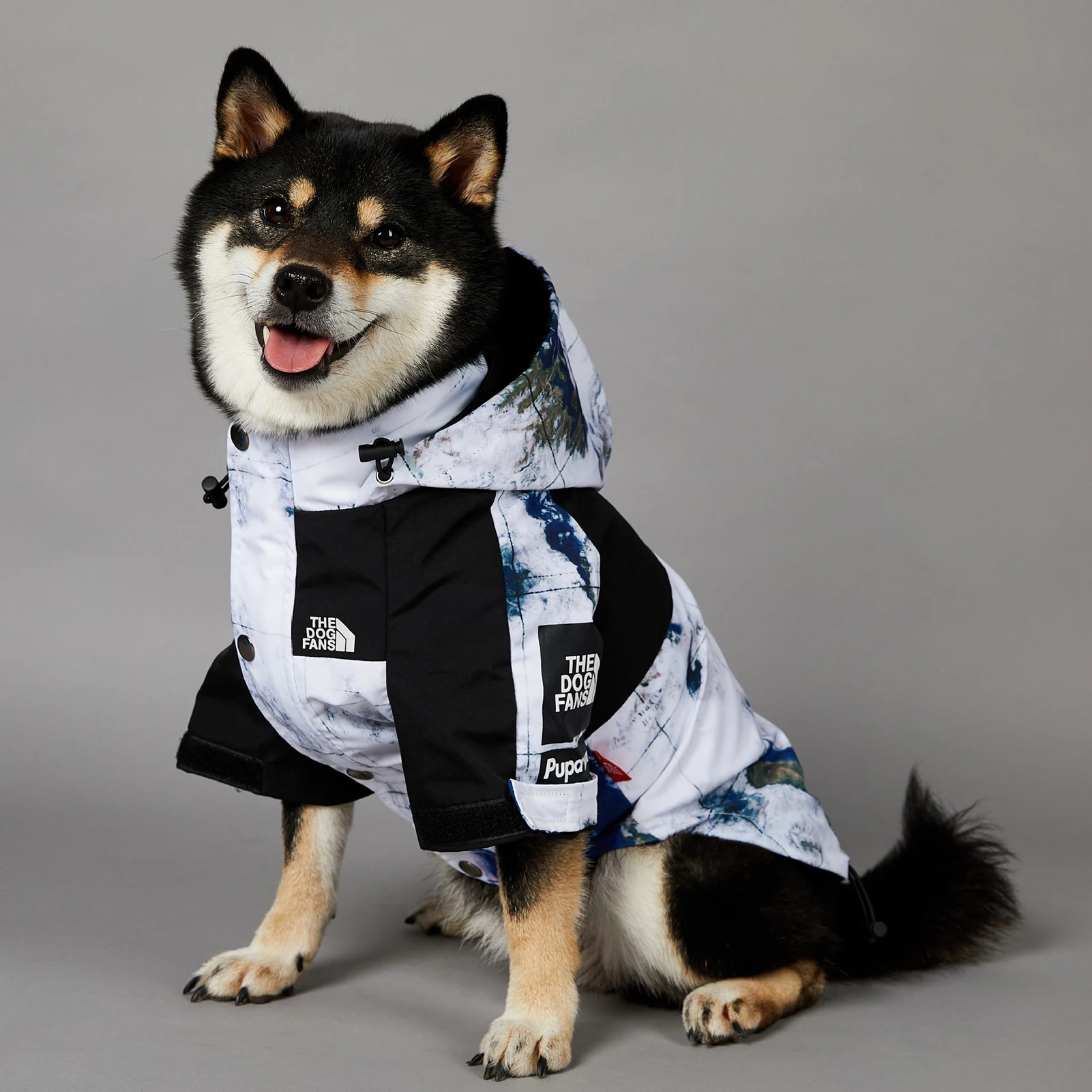 Dog Punch Coat Pet Raincoat Jacket Satellite Cloud Map Pattern Tide Fashion Windproof Rain Rain Coat Personalized