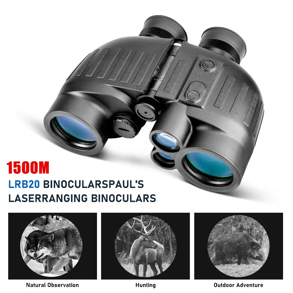 GOYOJO 8x40 Marine Binoculars for Adults, with Rangefinder and Compass, IP65 Waterproof Marine UHD Binoculars, Field of View 8°,