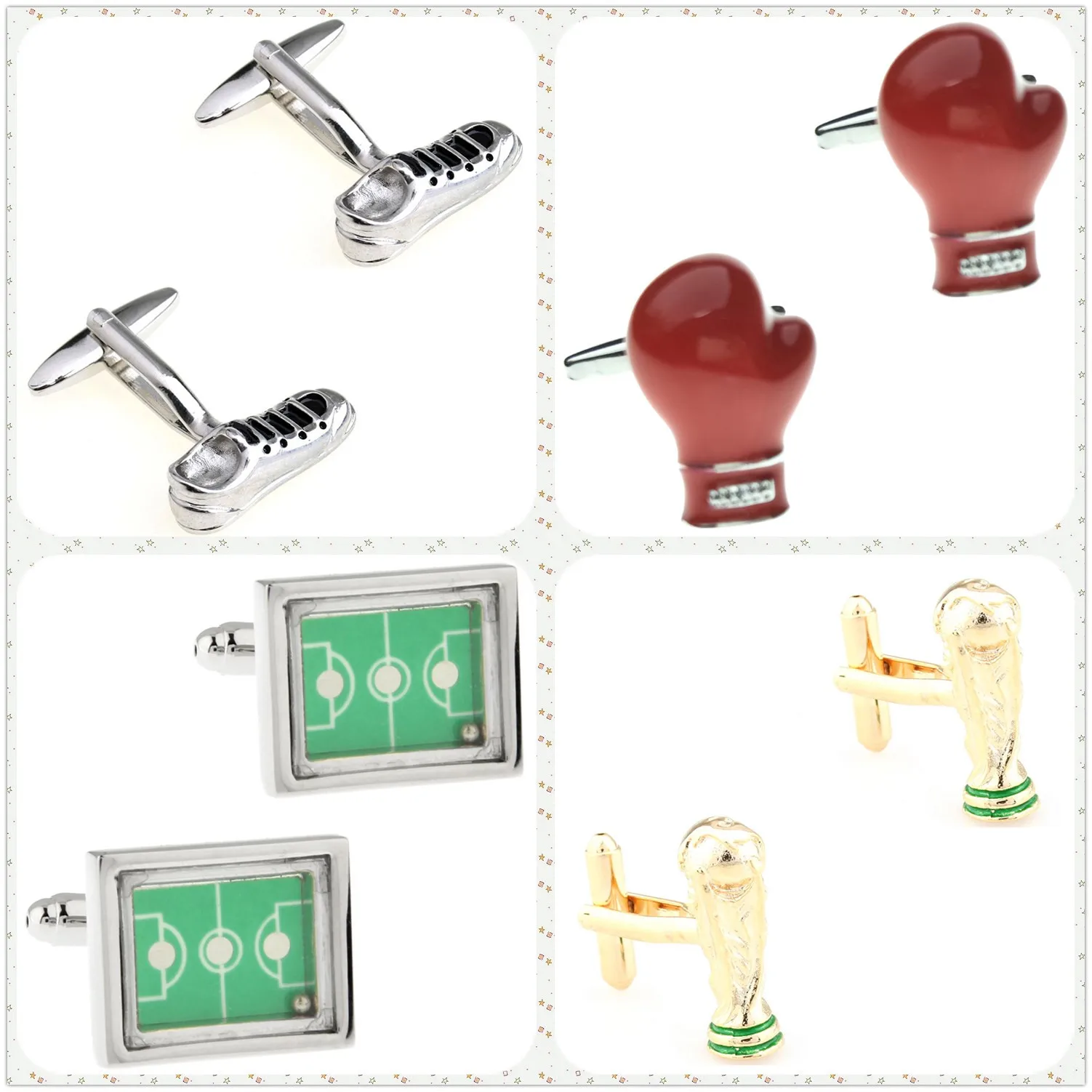4 Designs TZG Sports Cufflinks Men Cuff Links For Football Factory (2 Pairs / Lot)