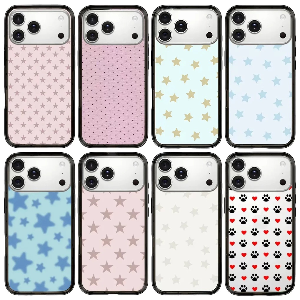 

Dots Stars New Type Acrylic Black Border Phone Cover for IPhone 13 14 15 16 17 Pro Max Case for IPhone 17 Air