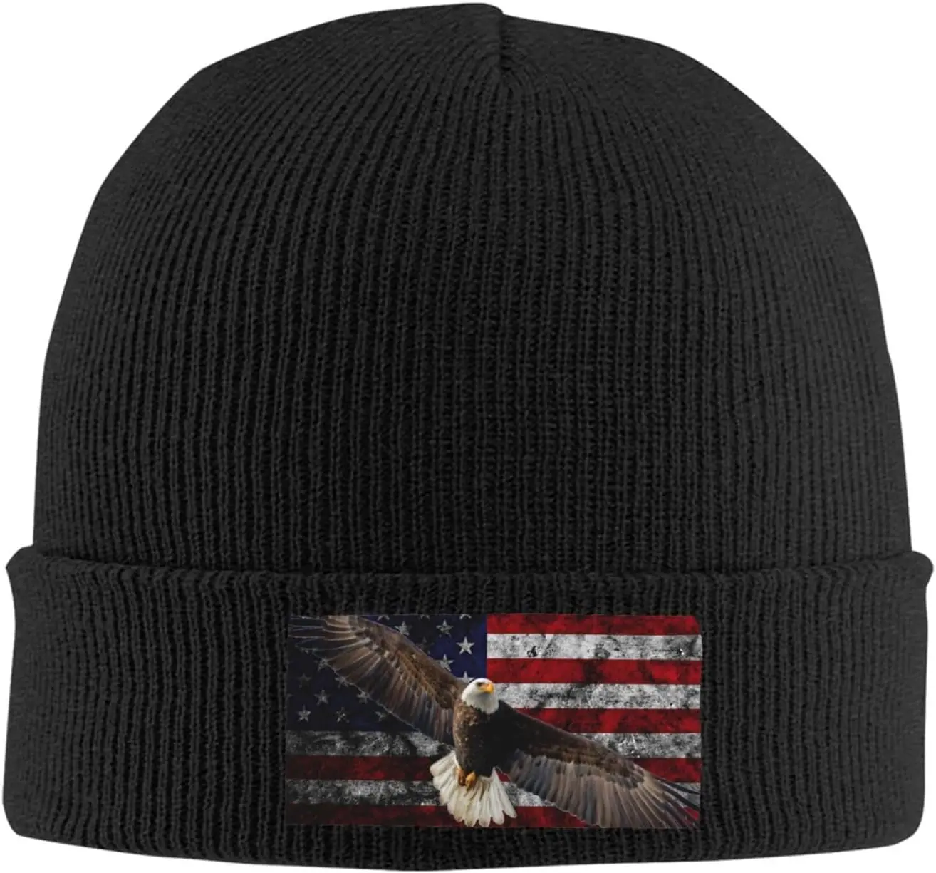 Bald Eagle USA Flag Hat Beanie Hats for Men Women, Knit Hat