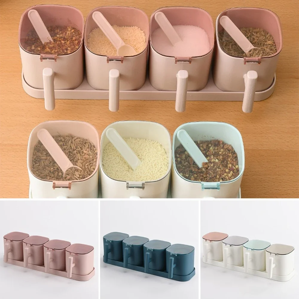 Seasoning Boxes Set Pepper Sugar Bowl Salt Spice Shaker Storage Jars Gadget Kitchen Accessories Organizer Condiment Container