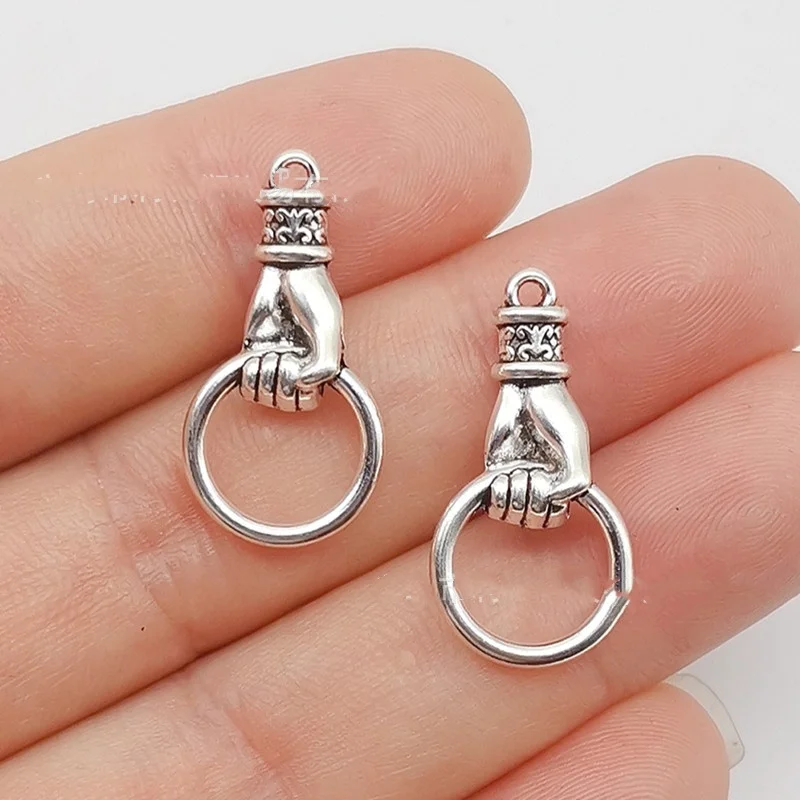 10Pcs/lot Alloy Grip Hoops Hand Charms Connector Bracelet Earrings Necklace DIY Jewelry Making Hand Pendant Jewelry Accessories