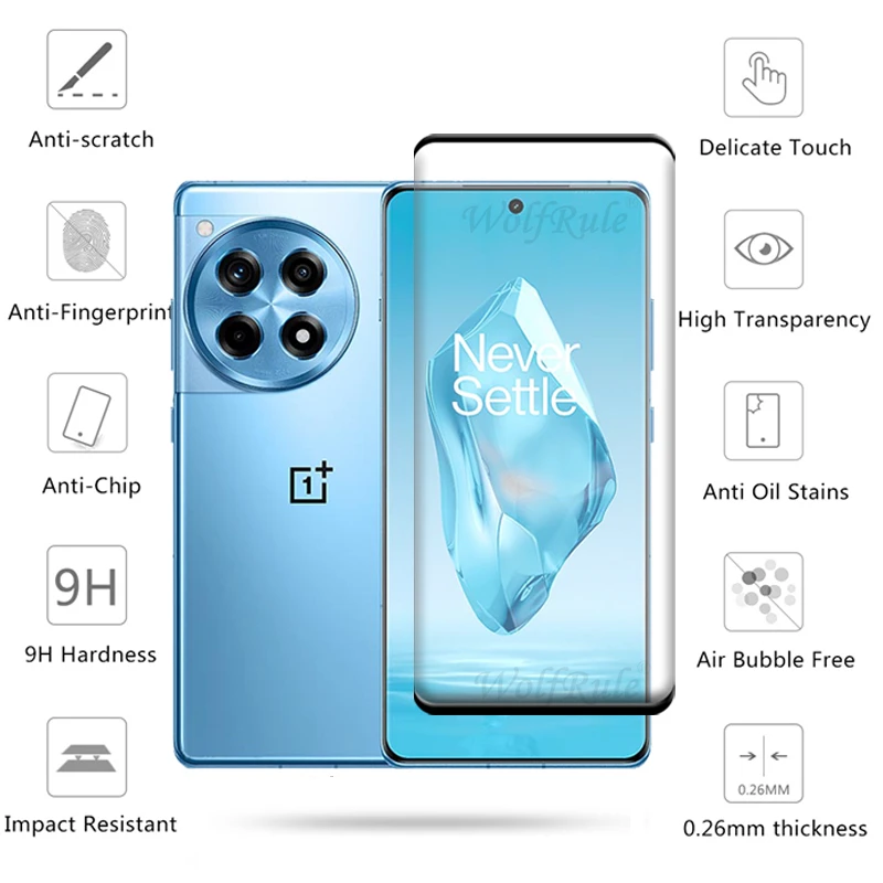 4-in-1 For Oneplus 12R Glass Oneplus 12R Tempered Glass Phone Film Full Cover Curved 9H Screen Protector Oneplus 12R Lens Glass