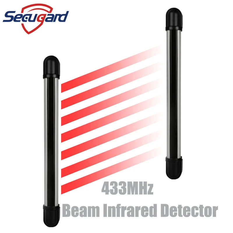 Detector infrarrojo de haz de 433MHz con cable/Sensor de movimiento inalámbrico, detectores PIR para exteriores, sistema de alarma de seguridad