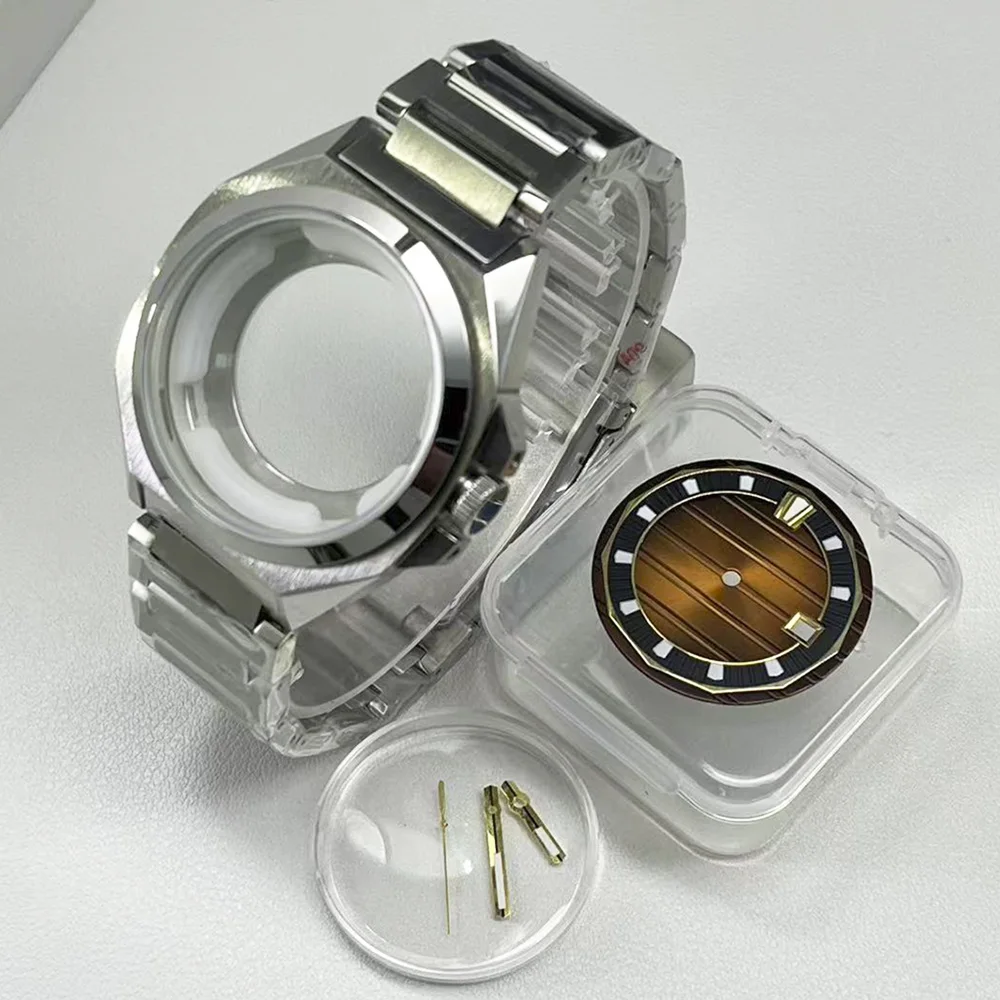 Stainless Steel 40mm Diameter Watch Dial Components with 32mm Coffee-Colored Polished Bezel Suitable for Men Miotta 8215、8205、DG