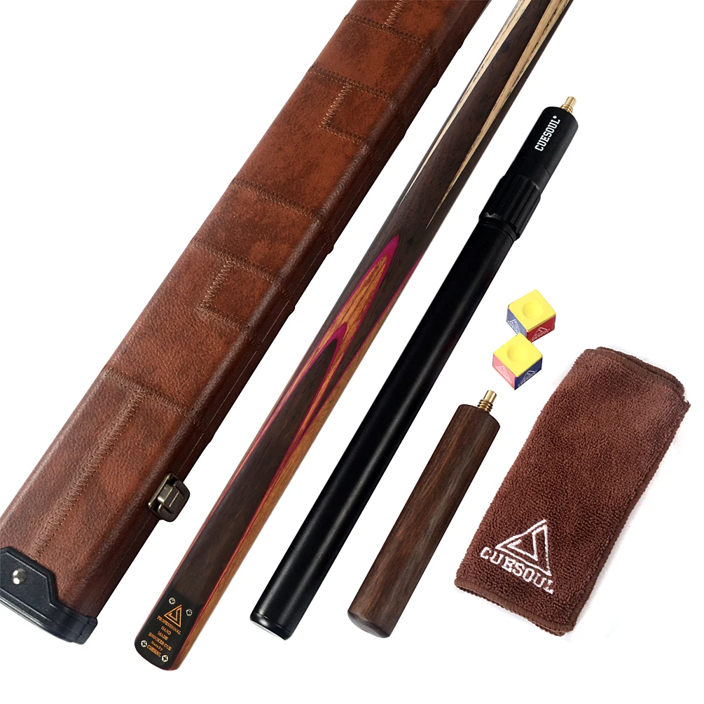 

CUESOUL 57" 18oz 1-Piece Handmade Snooker Cue with Aluminum Telescope Extension & Case With Chalk and Cue Clean Towel