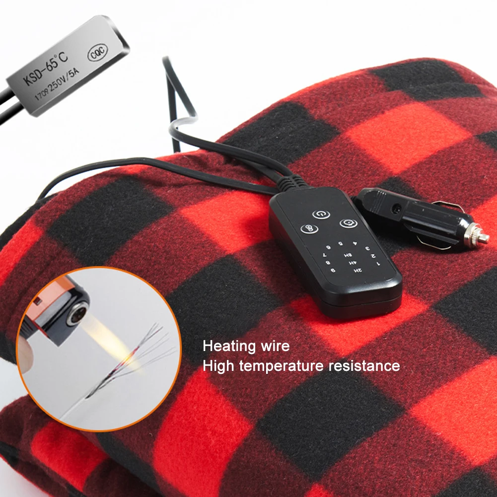 

Car Electric Heated Blanket Body Warmer Blanket Fast Heating 12V Soft Heating Mat 9 Adjustable Temperature Auto-off for Winter