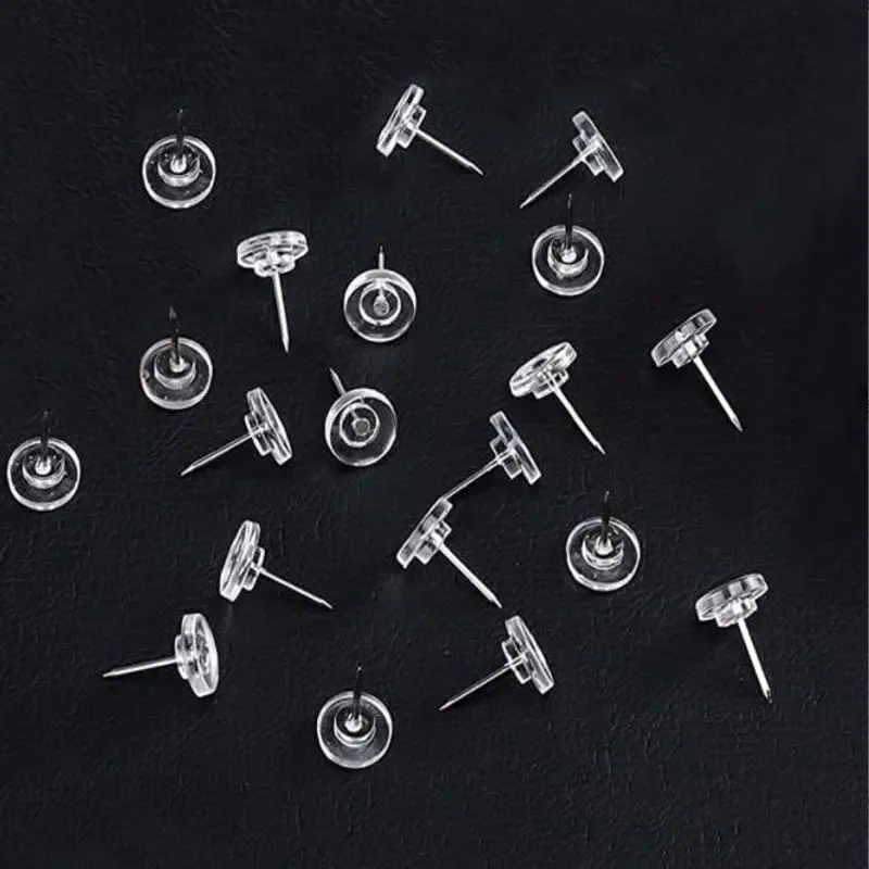 50 Pcs Clear Map Pins perni rotondi piatti multiuso puntine Decorative forniture per perni di rilegatura per ufficio